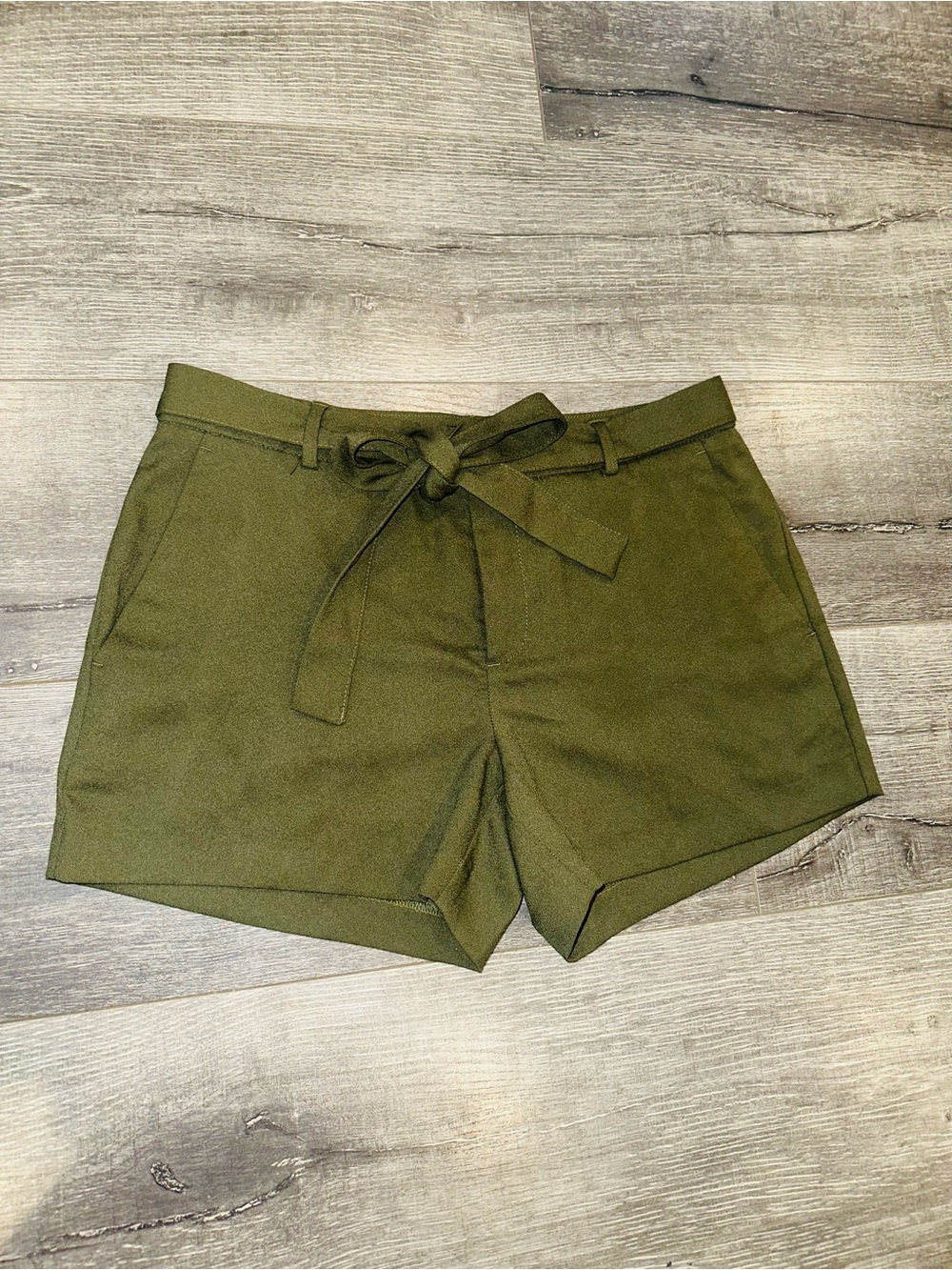 Banana Republic Woman’s Olive High-Waist Tie-Belt Shorts